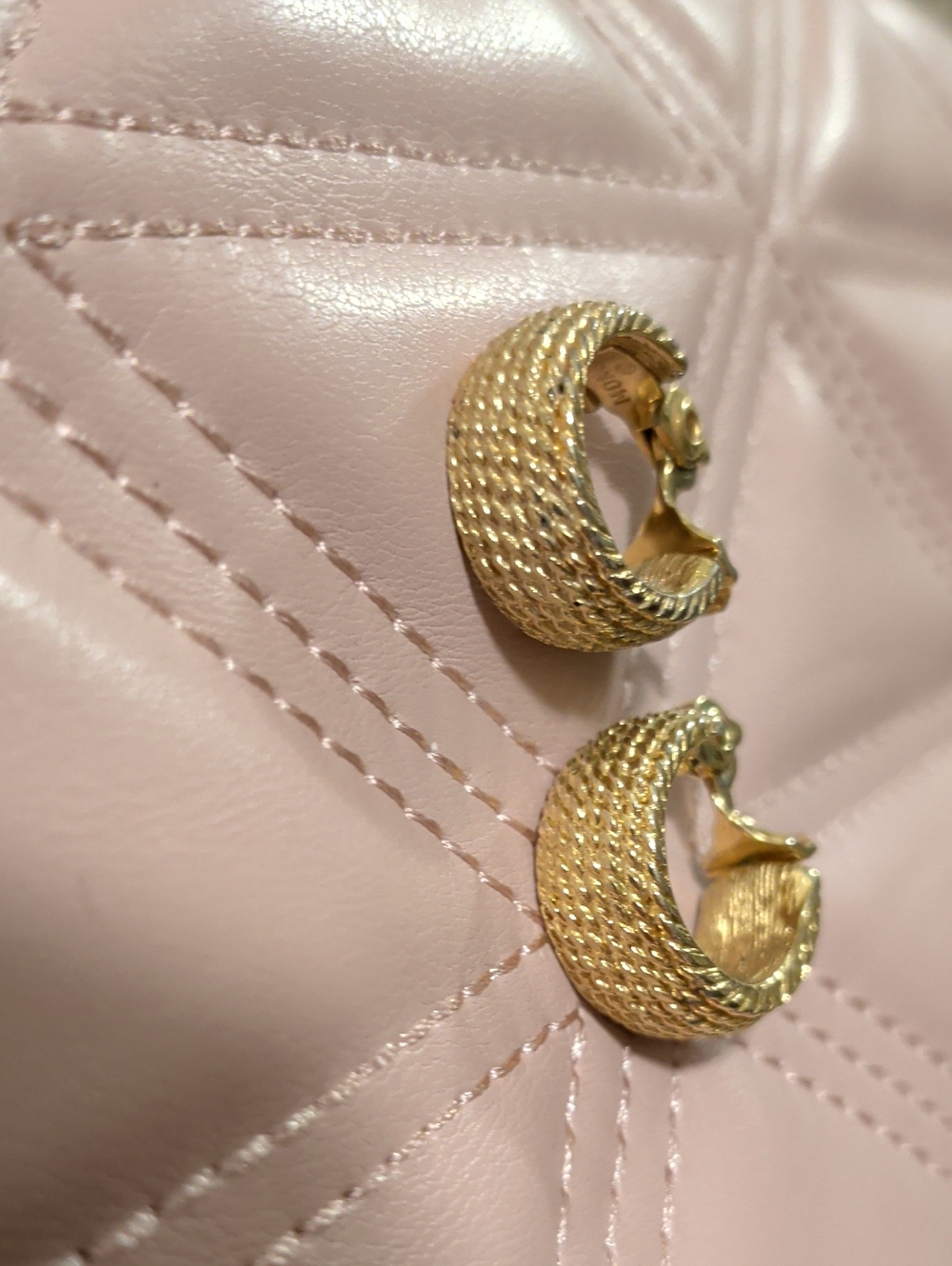 Monet Vintage Clip On Gold Plated Signed Earrings